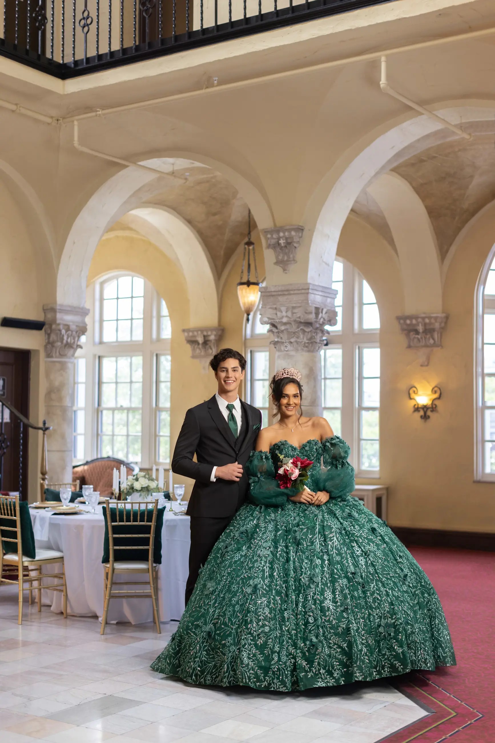 Сouple in quinceañera formal attire